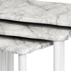 Autronic Priklop in shranjevanje mize, nastavljeno 3 kom, ploščo siva in bela marmorja, kovinske noge, Bela 20658-04 WT