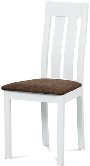 Autronic Jedilni stol, bukov masiv, Bela barva, rjava prevleka iz blaga BC-2602 WT