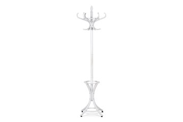 Autronic Lesen stojalo obešalnik, masivni topol in breza, Bela Mat lak, višina 185 cm F-2059 WT