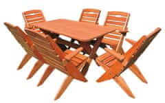 CASARREDO Vrtna garnitura OM-109 iz masivnega lesa: miza 140 cm + 6 stolov, izbor barv