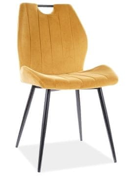 CASARREDO Oblazinjen jedilni stol CORA ŽAMET rumeni curry/črni