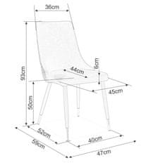 CASARREDO Oblazinjen jedilni stol NOPI žamet siva/črna mat