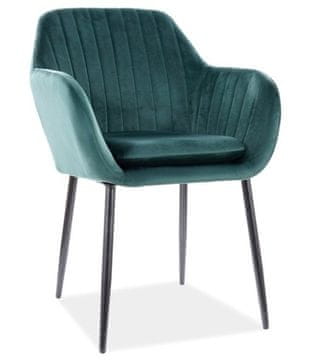 CASARREDO Oblazinjen jedilni stol VANDA žametno zelena/črna