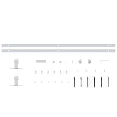 Vidaxl Mini komplet za drsna hlevska vrata iz jekla bel 200 cm