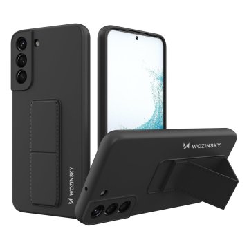 slomart wozinsky kickstand case silikonski ovitek s stojalom za samsung galaxy s22 črn