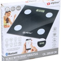 Alpina Pametna tehtnica z analizatorjem telesne sestave BMI, bluetooth, aplikacija (črna)