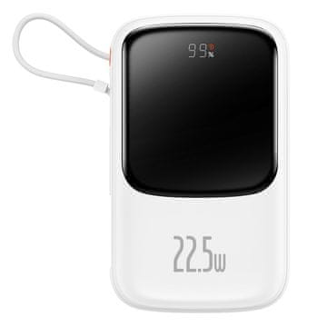 BASEUS Qpow powerbank 10000mAh z vgrajenim USB-kablom tipa C 22,5 W Quick Charge bel