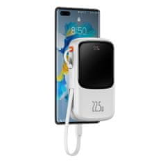 BASEUS Qpow powerbank 10000mAh z vgrajenim USB-kablom tipa C 22,5 W Quick Charge bel