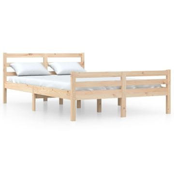 Vidaxl Posteljni okvir iz trdnega lesa 135x190 cm