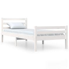 Vidaxl Posteljni okvir bel iz trdnega lesa 90x190 cm 3FT