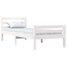 Vidaxl Posteljni okvir bel iz trdnega lesa 90x190 cm 3FT