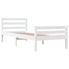 Vidaxl Posteljni okvir bel iz trdnega lesa 90x190 cm 3FT