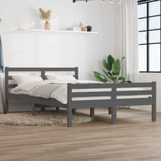 Vidaxl Posteljni okvir siv iz trdnega lesa 120x190 cm 4FT