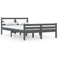 Vidaxl Posteljni okvir siv iz trdnega lesa 120x190 cm 4FT