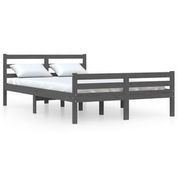 Vidaxl Posteljni okvir siv iz trdnega lesa 150x200 cm