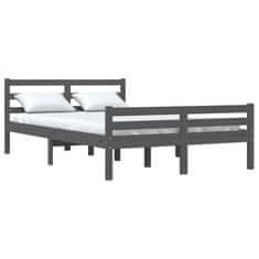 Vidaxl Posteljni okvir siv iz trdnega lesa 120x190 cm 4FT
