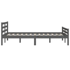 Vidaxl Posteljni okvir siv iz trdnega lesa 120x190 cm 4FT