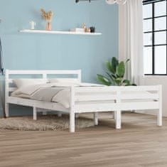 Vidaxl Posteljni okvir bel iz trdnega lesa 120x190 cm 4FT