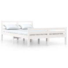 Vidaxl Posteljni okvir bel iz trdnega lesa 120x190 cm 4FT