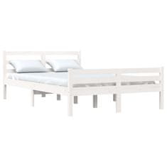 Vidaxl Posteljni okvir bel iz trdnega lesa 120x190 cm 4FT