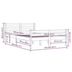 Vidaxl Posteljni okvir siv iz trdnega lesa 120x190 cm 4FT