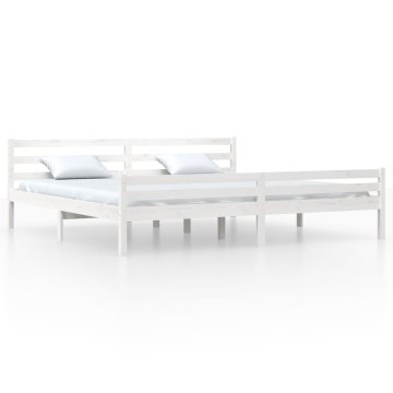 Vidaxl Posteljni okvir bel iz trdnega lesa 180x200 cm 6FT