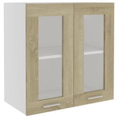 Vidaxl Viseča steklena omarica sonoma hrast 60x31x60 cm iverna plošča