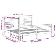 Vidaxl Posteljni okvir iz trdnega lesa 200x200 cm