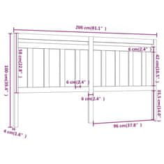Vidaxl Posteljno vzglavje 206x4x100 cm trdna borovina