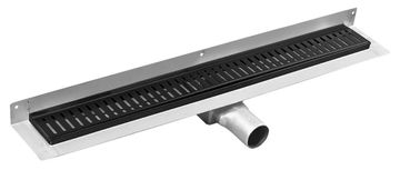 Gelco Elegantni Nerezni Podstavni Žleb MANUS ONDA – Črna Mat, Ob Steni, 1150mm, DN50