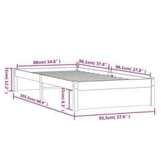 Vidaxl Posteljni okvir iz trdnega lesa 90x200 cm