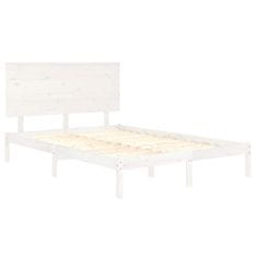 Vidaxl Posteljni okvir bel iz trdnega lesa 135x190 cm 4FT6