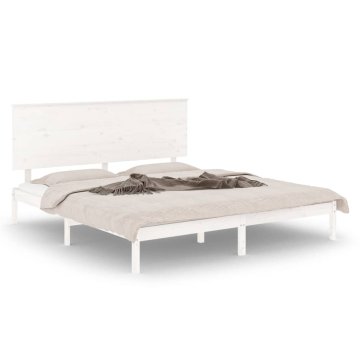 Vidaxl Posteljni okvir bel iz trdnega lesa 150x200 cm 5FT
