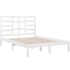Vidaxl Posteljni okvir bel iz trdnega lesa 160x200 cm