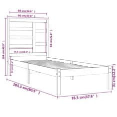 Vidaxl Posteljni okvir iz trdnega lesa 90x200 cm