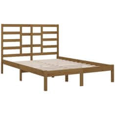 Vidaxl Posteljni okvir medeno rjav iz trdnega lesa 135x190 cm 4FT6