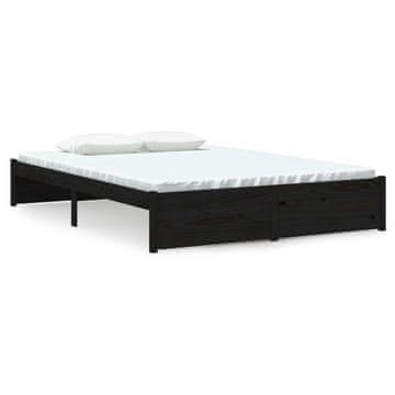 Vidaxl Posteljni okvir črn iz trdnega lesa 140x190 cm