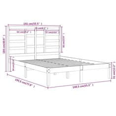 Vidaxl Posteljni okvir iz trdnega lesa 135x190 cm 4FT6