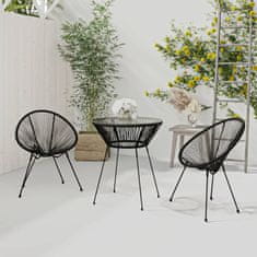 Greatstore Zunanja jedilna garnitura 3-delna PVC ratan črna
