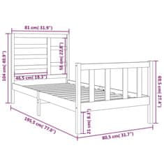Vidaxl Posteljni okvir iz trdnega lesa 75x190 cm 2FT6
