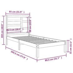 Vidaxl Posteljni okvir iz trdnega lesa 75x190 cm 2FT6