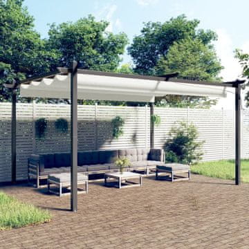Vidaxl vidaXL Vrtna paviljon z zložljivo streho, 4x3 m, kremne barve