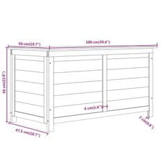 Greatstore Zunanja škatla za blazine bela 100x50x56 cm trden les jelke