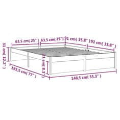 Vidaxl Posteljni okvir iz trdnega lesa 135x190 cm 4FT6