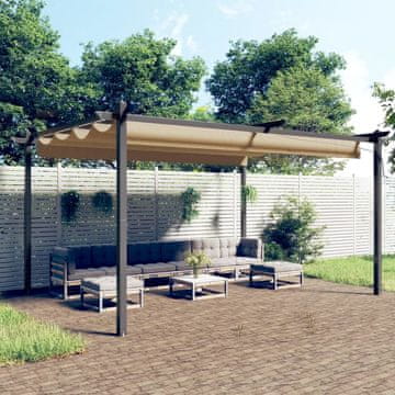Vidaxl vidaXL Vrtna paviljon z zložljivo streho, 4x3 m, taupe