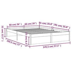Vidaxl Posteljni okvir iz trdnega lesa 140x190 cm