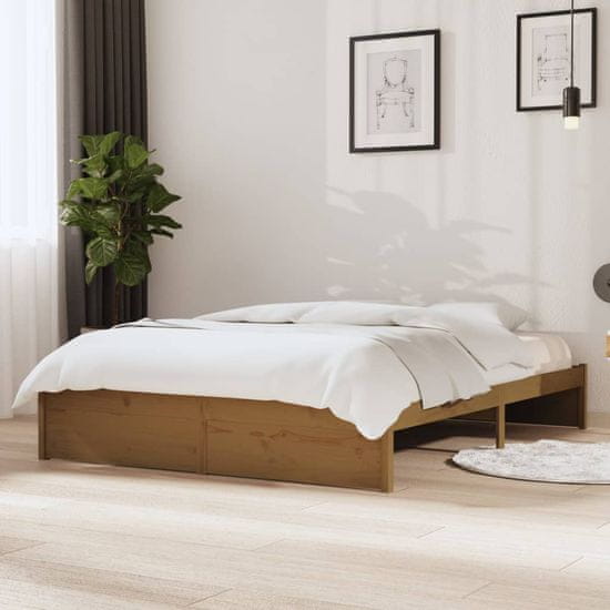 shumee Okvir za posteljo, medeno rjava, masivni les, 140 x 200 cm