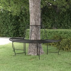 Vidaxl Polkrožna klop za okrog drevesa Ø159 cm črno jeklo