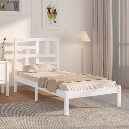 Greatstore Okvir za posteljo, bel, masivni les, 100 x 200 cm