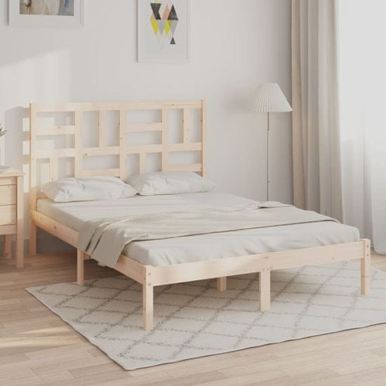 Vidaxl Posteljni okvir iz trdnega lesa 135x190 cm 4FT6